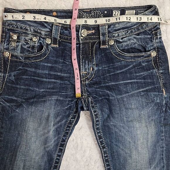 Miss Me Ankle Skinny Jeans With Purple Embellished Floral Pockets - Picture 3 of 11